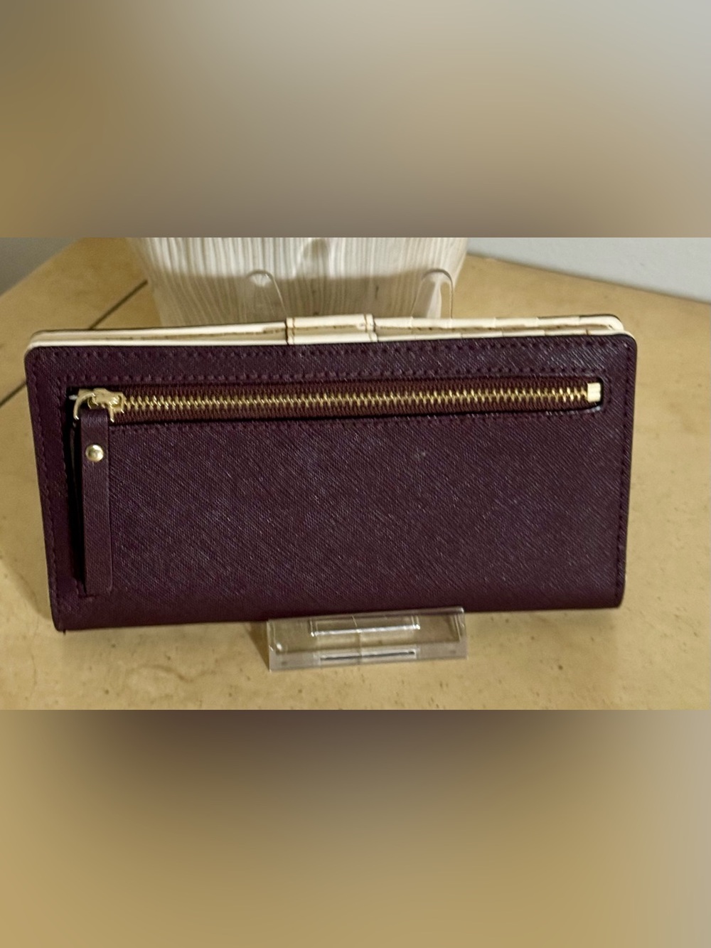 Kate Spade New York Burgundy and Cream Leather Wallet - Picture 2 of 8